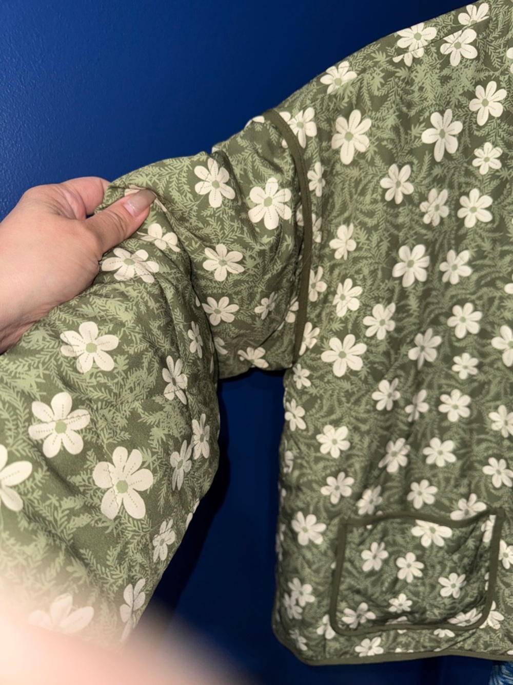 SABRINA LAUREN- NWT Reversible Green Floral Open Front Jacket Size Petite Med - Picture 11 of 14